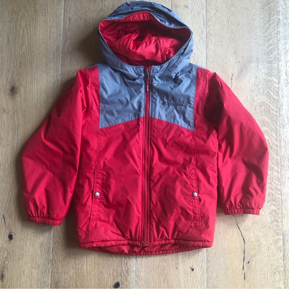 Columbia Kidsrain snow red hooded reversible waterproof coat sz XS price firm